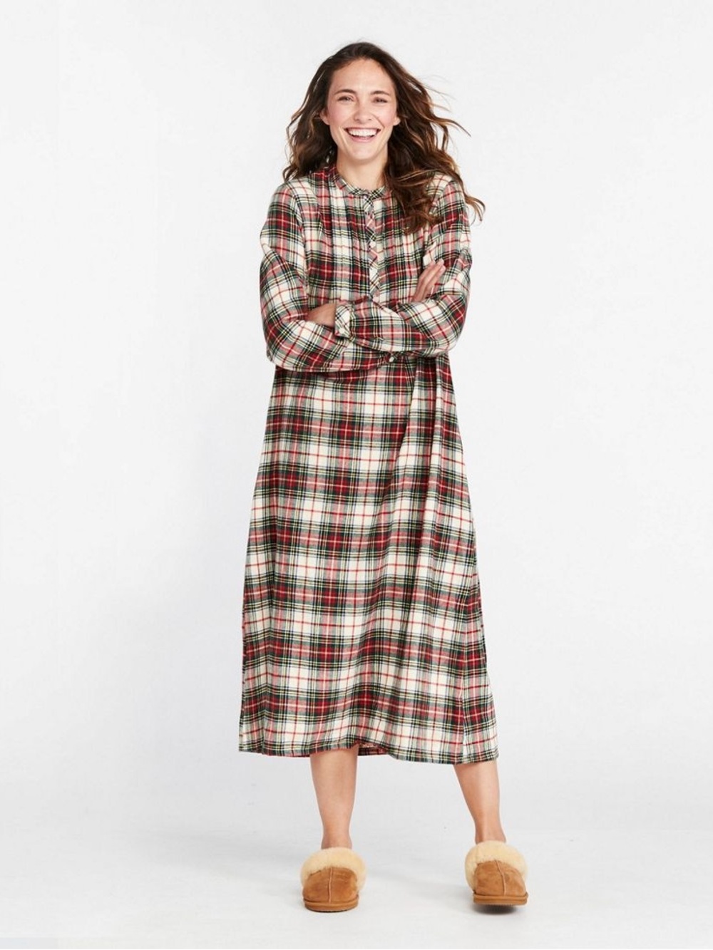 L. L. Bean Scotch Plaid Flannel Nightgown XL NWT Gingham